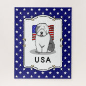 Amerikaanse Amerikaanse vlag Oude Engelse Sheepdog Legpuzzel (Verticaal)