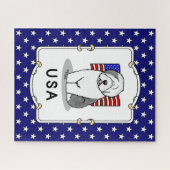 Amerikaanse Amerikaanse vlag Oude Engelse Sheepdog Legpuzzel (Horizontaal)