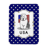 Amerikaanse Amerikaanse vlag Oude Engelse Sheepdog Magneet (Verticaal)
