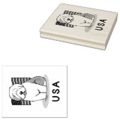 Amerikaanse Amerikaanse vlag Oude Engelse Sheepdog Rubberstempel (Gestempeld)