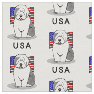 Amerikaanse Amerikaanse vlag Oude Engelse Sheepdog Stof