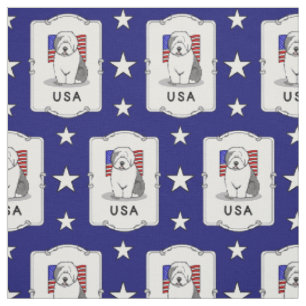 Amerikaanse Amerikaanse vlag Oude Engelse Sheepdog Stof