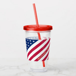 Amerikaanse Amerikaanse vlag Stripes Custom Monogr Acryl Drinkbeker