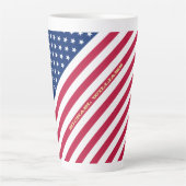Amerikaanse Amerikaanse vlag Stripes Custom Monogr Latte Mok (Voorkant)
