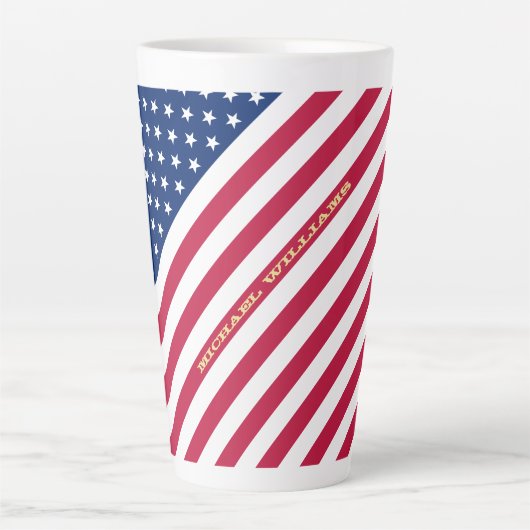 Amerikaanse Amerikaanse vlag Stripes Custom Monogr Latte Mok (Voorkant)