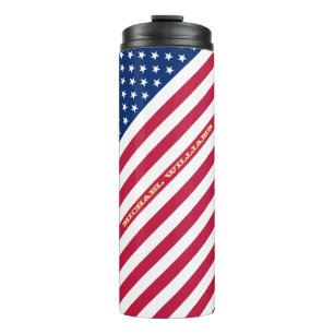 Amerikaanse Amerikaanse vlag Stripes Custom Monogr Thermosbeker