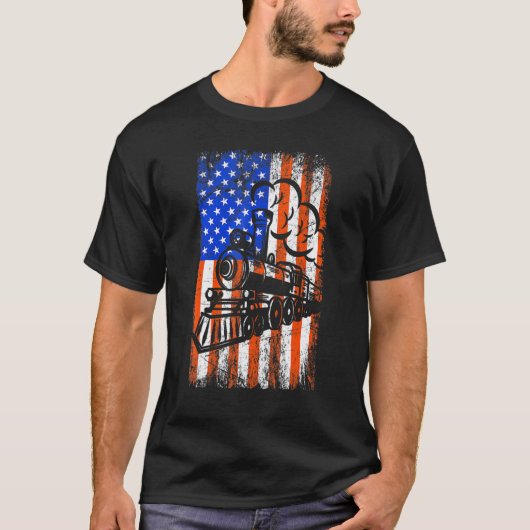 Amerikaanse Amerikaanse vlag - trein 4 juli patrio T-shirt (Voorkant)