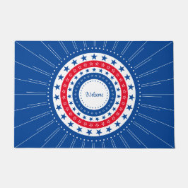 Amerikaanse ana Red, White en Blue Stars Welkom Deurmat