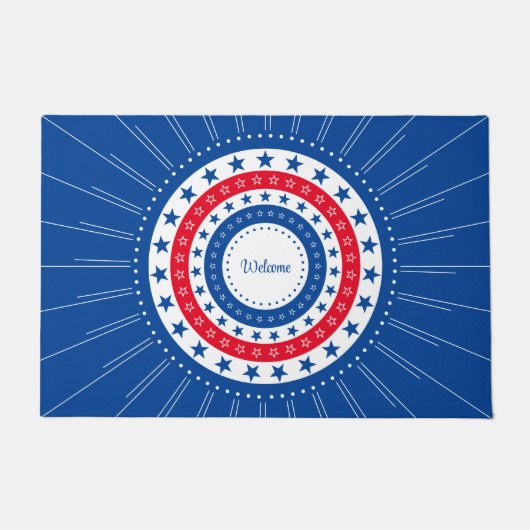 Amerikaanse ana Red, White en Blue Stars Welkom Deurmat (Voorkant)
