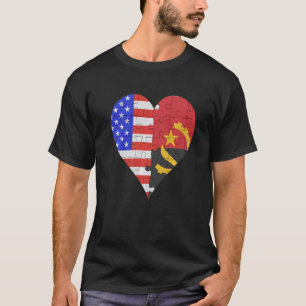 Amerikaanse Angolese vlag Heart T-shirt