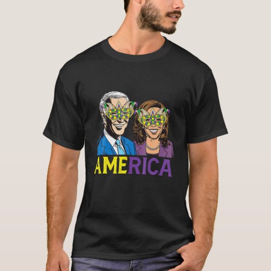 Amerikaanse anti-Biddenkers Mardi Gras Carnaval T-shirt (Voorkant)