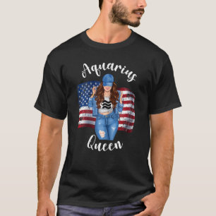 Amerikaanse aquarius Queen Birthday Fla T-shirt