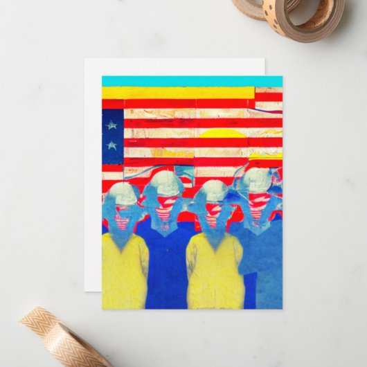 Amerikaanse arbeider notitiekaartje (Voorkant / Achterkant in situ)