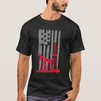 Amerikaanse arbeidersolie VS vlag onafhankelijkhei T-shirt
