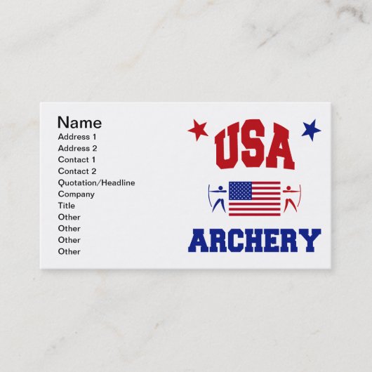 Amerikaanse Archery Visitekaartje (Voorkant)