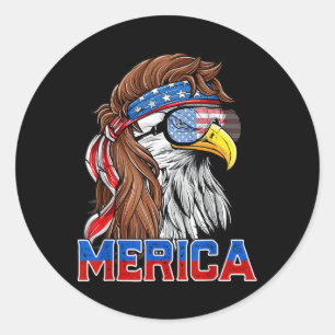 Amerikaanse Arend Mullet Merica Amerikaanse Vlag P Ronde Sticker