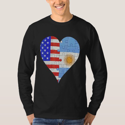 Amerikaanse Argentijnse Vlag Heart T-shirt (Voorkant)