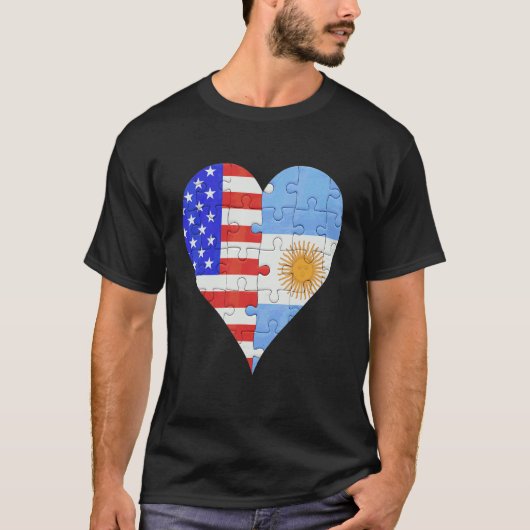 Amerikaanse Argentijnse Vlag Heart T-shirt (Voorkant)