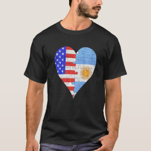 Amerikaanse Argentijnse Vlag Heart T-shirt
