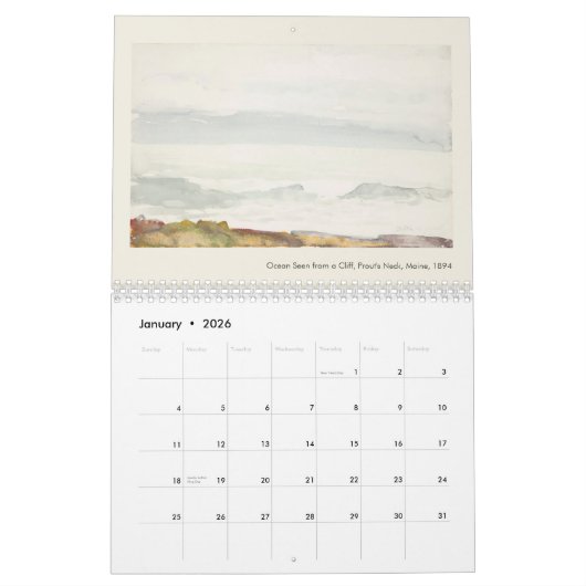 Amerikaanse Art Winslow Homer Waterverf schilderij Kalender (Jan 2026)