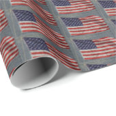 Amerikaanse Artistieke Rood Wit en Blauwe Vlag Pat Cadeaupapier (Rol Hoek)