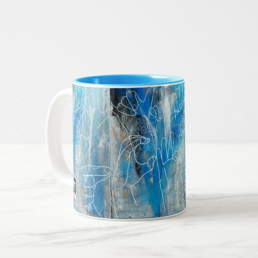 Amerikaanse ASL Tweekleurige Koffiemok (Voorkant links)