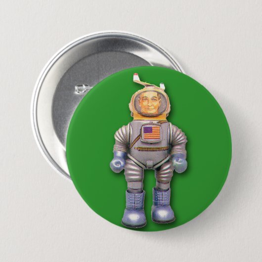 Amerikaanse Astronaut Speelgoed Robot Round Button (Voorkant /achterkant)