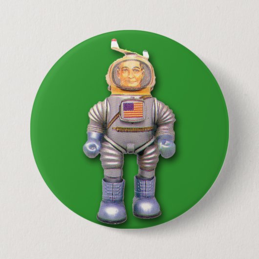 Amerikaanse Astronaut Speelgoed Robot Round Button (Voorkant)