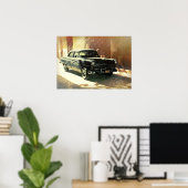 Amerikaanse auto in Havana, Cuba kunstposter Poster (Thuiskantoor)