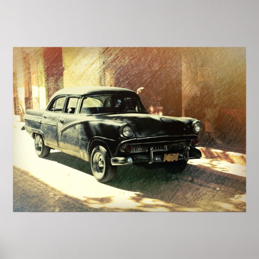 Amerikaanse auto in Havana, Cuba kunstposter Poster (Voorkant)