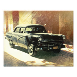 Amerikaanse auto in Havana, foto-druk op Cuba Foto Afdruk