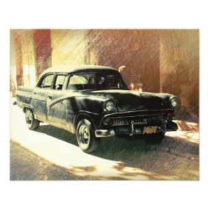 Amerikaanse auto in Havana, foto-druk op Cuba Foto Afdruk