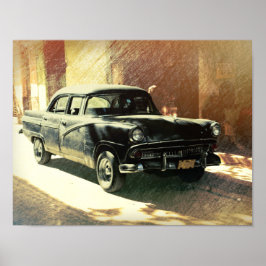 Amerikaanse auto in Havana, poster voor kunst in C