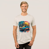 Amerikaanse auto Tri-Blend shirt (Voorkant volledig)