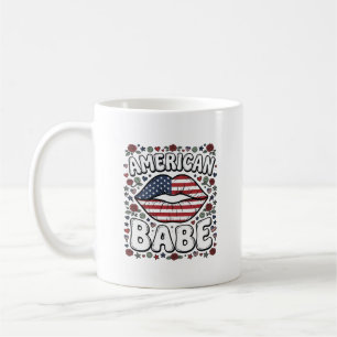 Amerikaanse Babe Patriottische Vintage Gravure Des Koffiemok