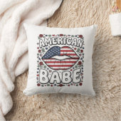 Amerikaanse Babe Patriottische Vintage Gravure Des Kussen (Deken)