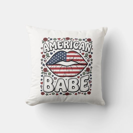 Amerikaanse Babe Patriottische Vintage Gravure Des Kussen (Voorkant)