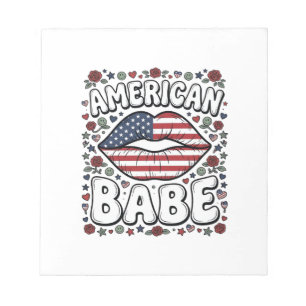 Amerikaanse Babe Patriottische Vintage Gravure Des Notitieblok