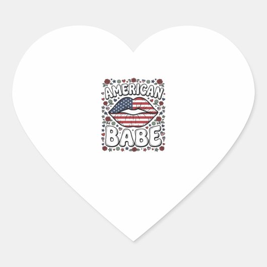 Amerikaanse Babe Patriottische Vintage Gravure Ont Hart Sticker (Voorkant)