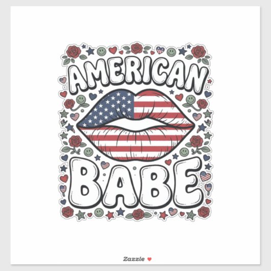 Amerikaanse Babe Patriottische Vintage Gravure Ont Sticker (Vel)