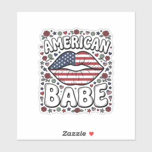Amerikaanse Babe Patriottische Vintage Gravure Ont Sticker (Vel)