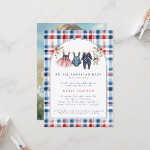 Amerikaanse baby patriottische waslijn baby shower kaart