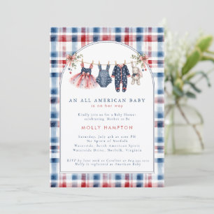 Amerikaanse baby patriottische waslijn baby shower kaart
