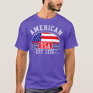 AMERIKAANSE BADGE BLAUW T-SHIRT