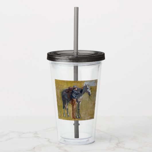 Amerikaanse Badlands: Old West Cowboy met paard Acryl Drinkbeker (Voorkant)