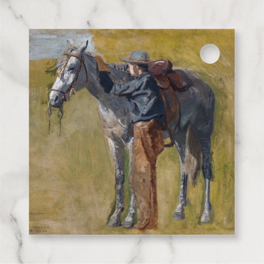 Amerikaanse Badlands: Old West Cowboy met paard Bedankjes Labels (Achterkant)