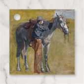 Amerikaanse Badlands: Old West Cowboy met paard Bedankjes Labels (Voorkant)