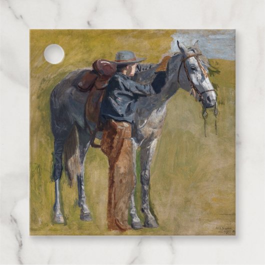 Amerikaanse Badlands: Old West Cowboy met paard Bedankjes Labels (Voorkant)