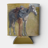 Amerikaanse Badlands: Old West Cowboy met paard Blikjeskoeler (Voorkant)