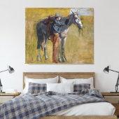 Amerikaanse Badlands: Old West Cowboy met paard Canvas Afdruk (Insitu (Slaapkamer))